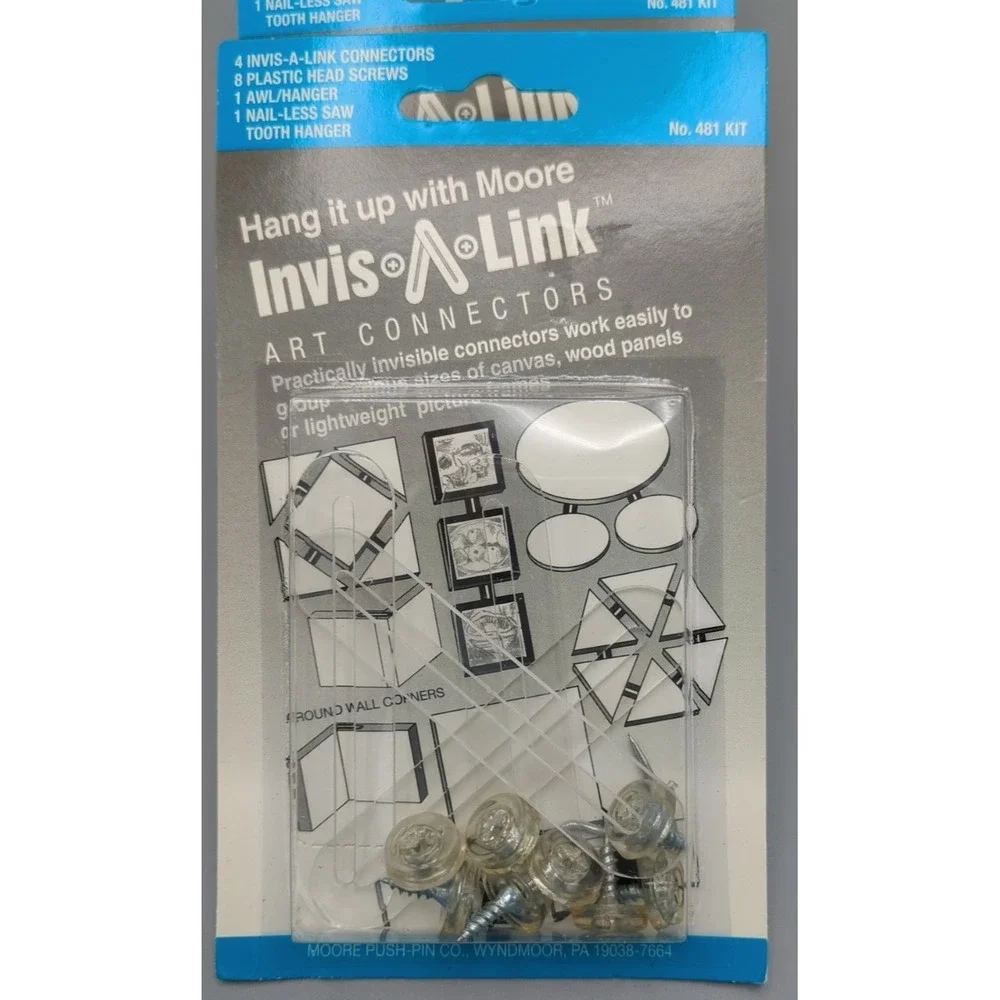 Moore Push Pin Co Invis-a-link Art Connector Group Hang Canvas/Panels/Frames Lot